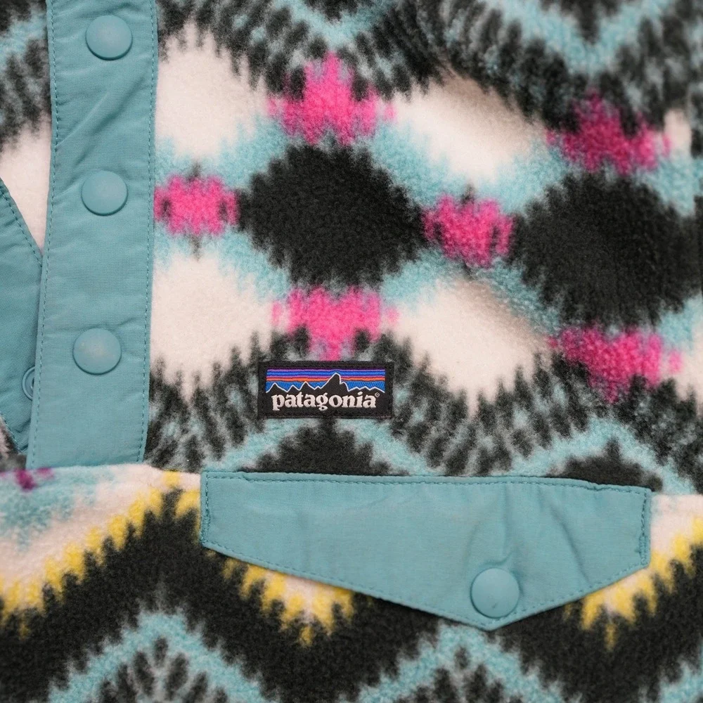 PATAGONIA Synchilla Snap-T Timber Twist Pullover‎ Girl's Size Large 12 Vtg
